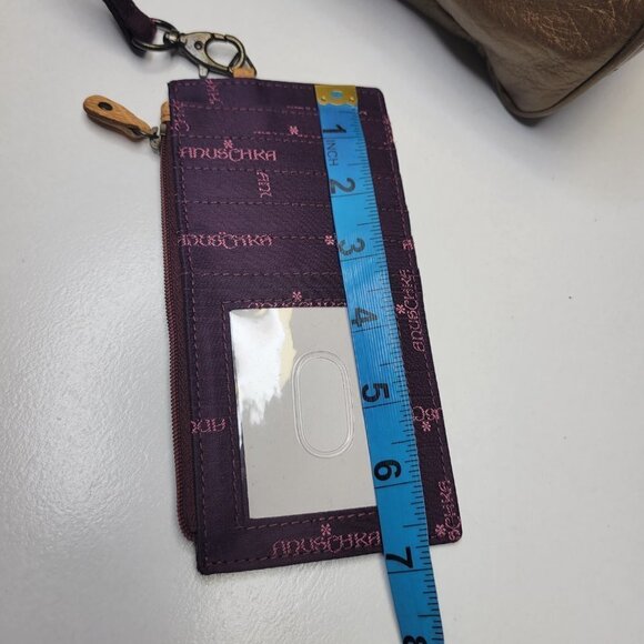 Anuschka Leather Handbag Bronze Gold Handpainted Triple Compartment Handbag - Picture 15 of 16